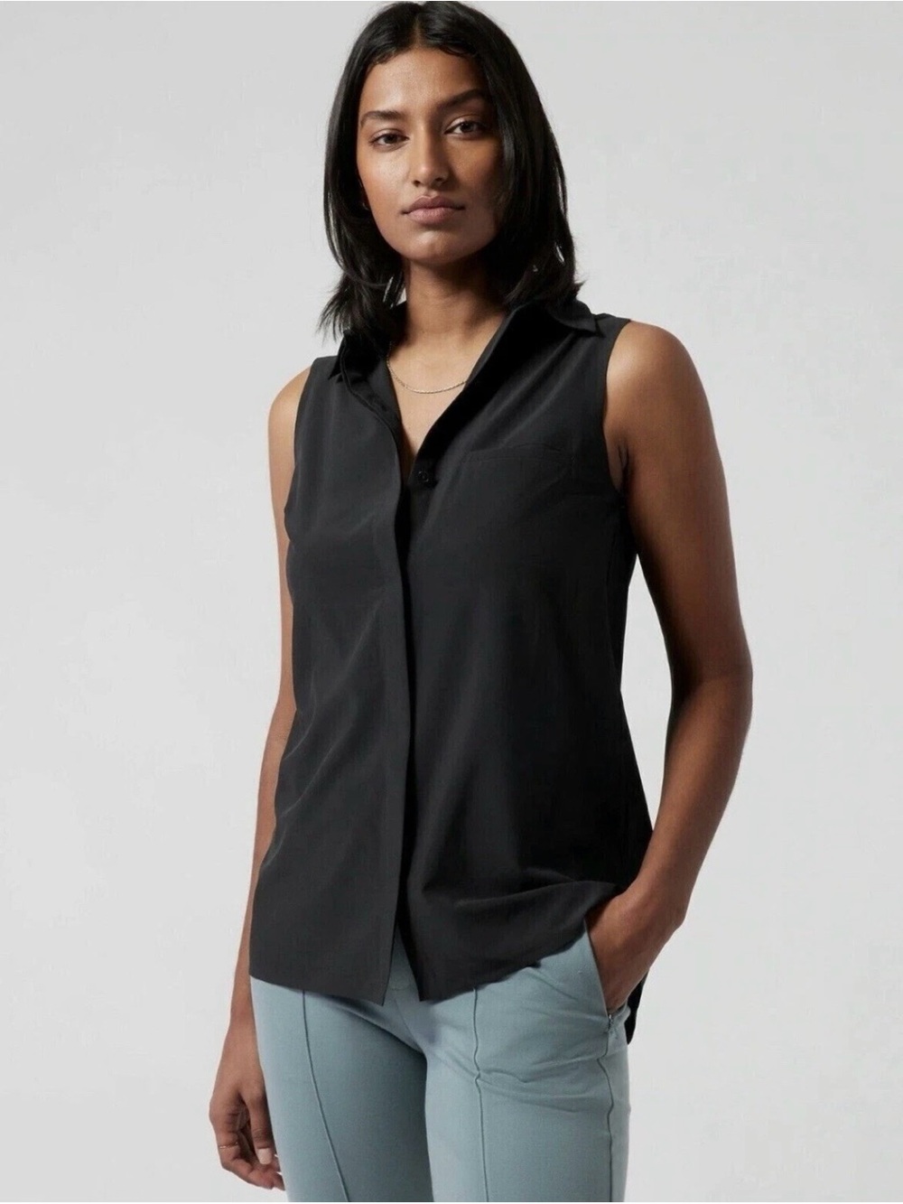 Athleta Urbanite II Button Down Tank Blouse